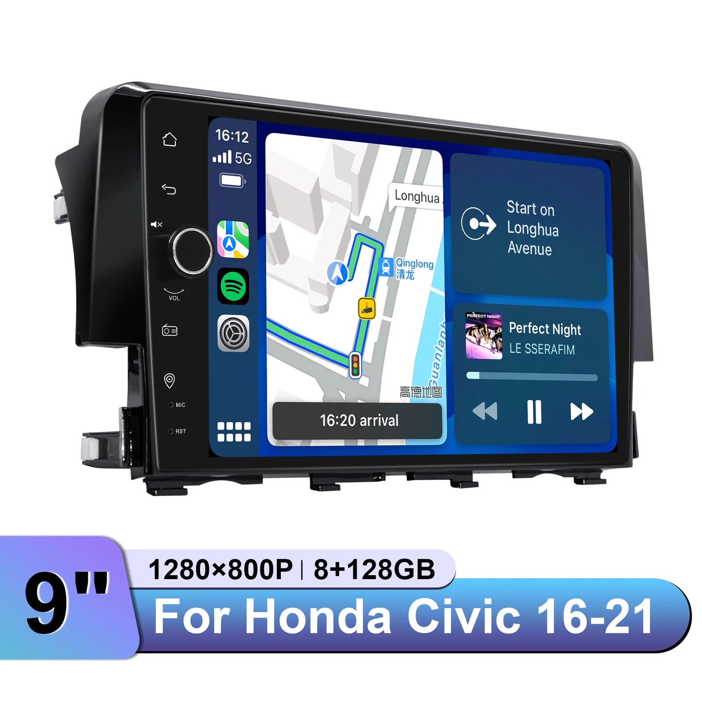 JOYING 9"Android 13 Car Radio Stereo Multimedia Player Carplay For Honda Civic 2016 -2021 Support Factory Cameras Plug and Play