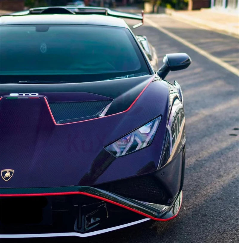 Used for Lamborghini Huracan LP610 LP580 EVO STO Style Dry Carbon Fiber Front and Rear Bumper Side Skirts Hood and Body Kit