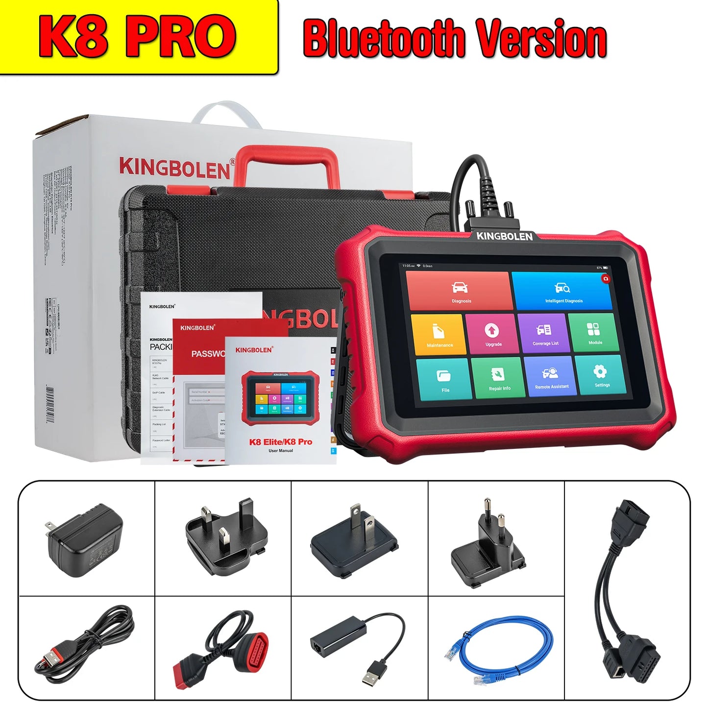 [Lifetime Free Update] KINGBOLEN K8 PRO ELITE Auto Diagnostic Tool Full System ECU Coding 40 Service Bidirectionnal OBD2 Scanner