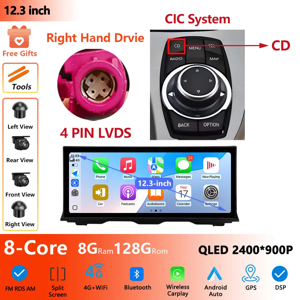 RHD For BMW 5 Series F10 F11 2011 - 2017 Android Wireless Carplay Radio Multimedia Player GPS WIFI DSP Stereo Screen Accessories