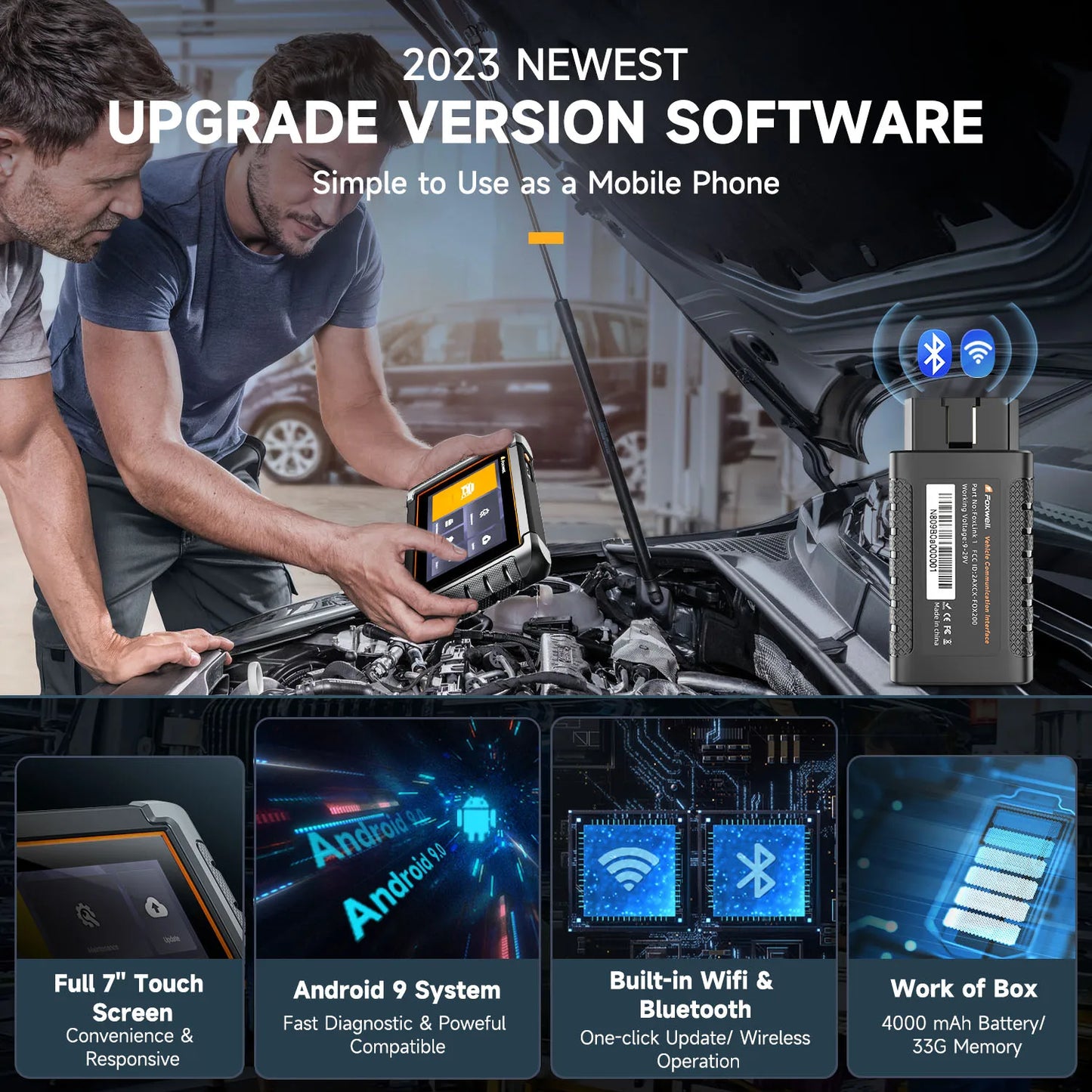 FOXWELL NT809BT OBD2 Bluetooth Automotive Scanner All System BiDirectional Scan Tool 30+ Reset OBD2 Code Reader Diagnostic Tool