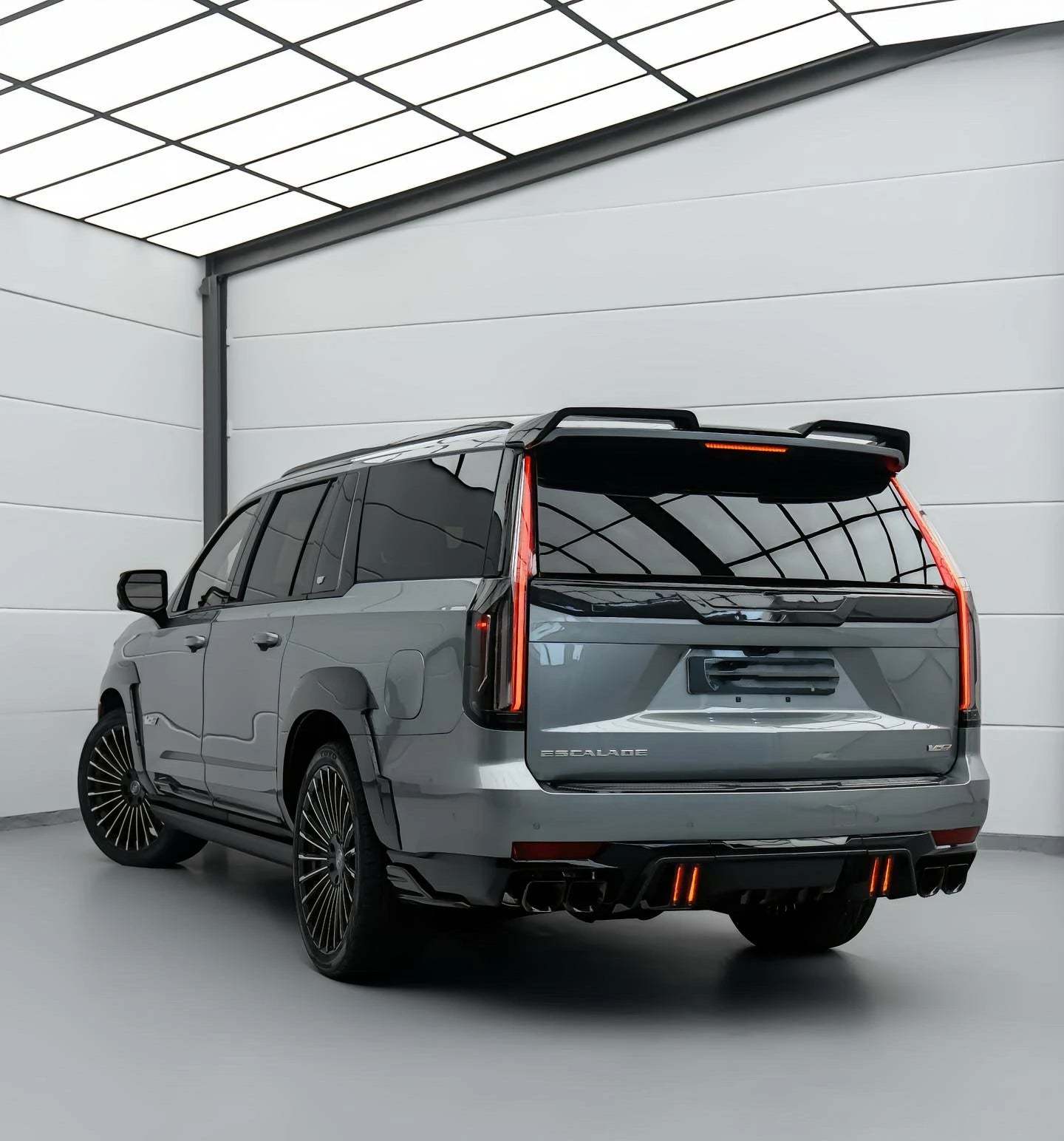 for Cadillac Escalade Upgrade  LD Style Carbon Fiber Wide Body Kit with New Front Lip Rear Diffuser Spoiler Hood Grill