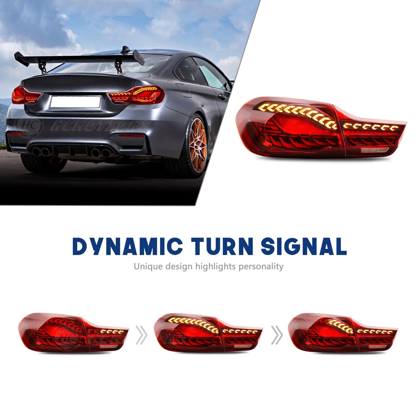 HCMOTIONZ LED Tail Lamp for BMW M4 2014-2020 Car Rear Back Light Assembly F32 F82 F83 F33 F36 420i Models 4 Series U.S. Shipment