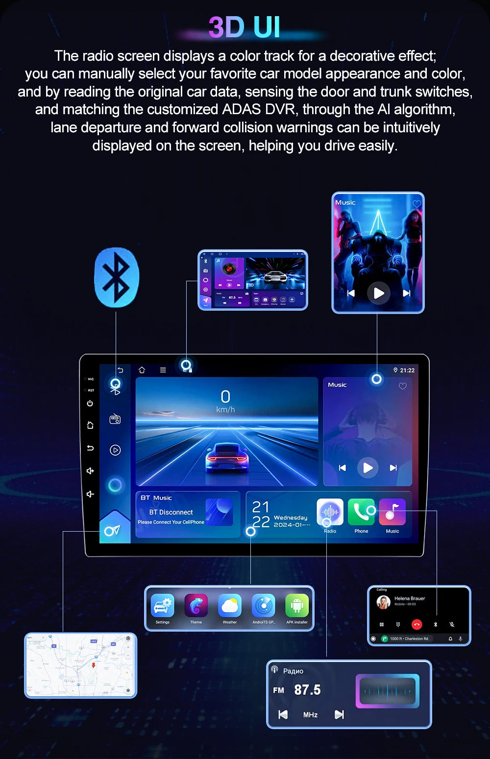 Car Radio Android 14 For Hummer H2 E85 2007 - 2009 Carplay Stereo DVD No 2din Autoradio Multimedia Bluetooth Navigation GPS WIFI