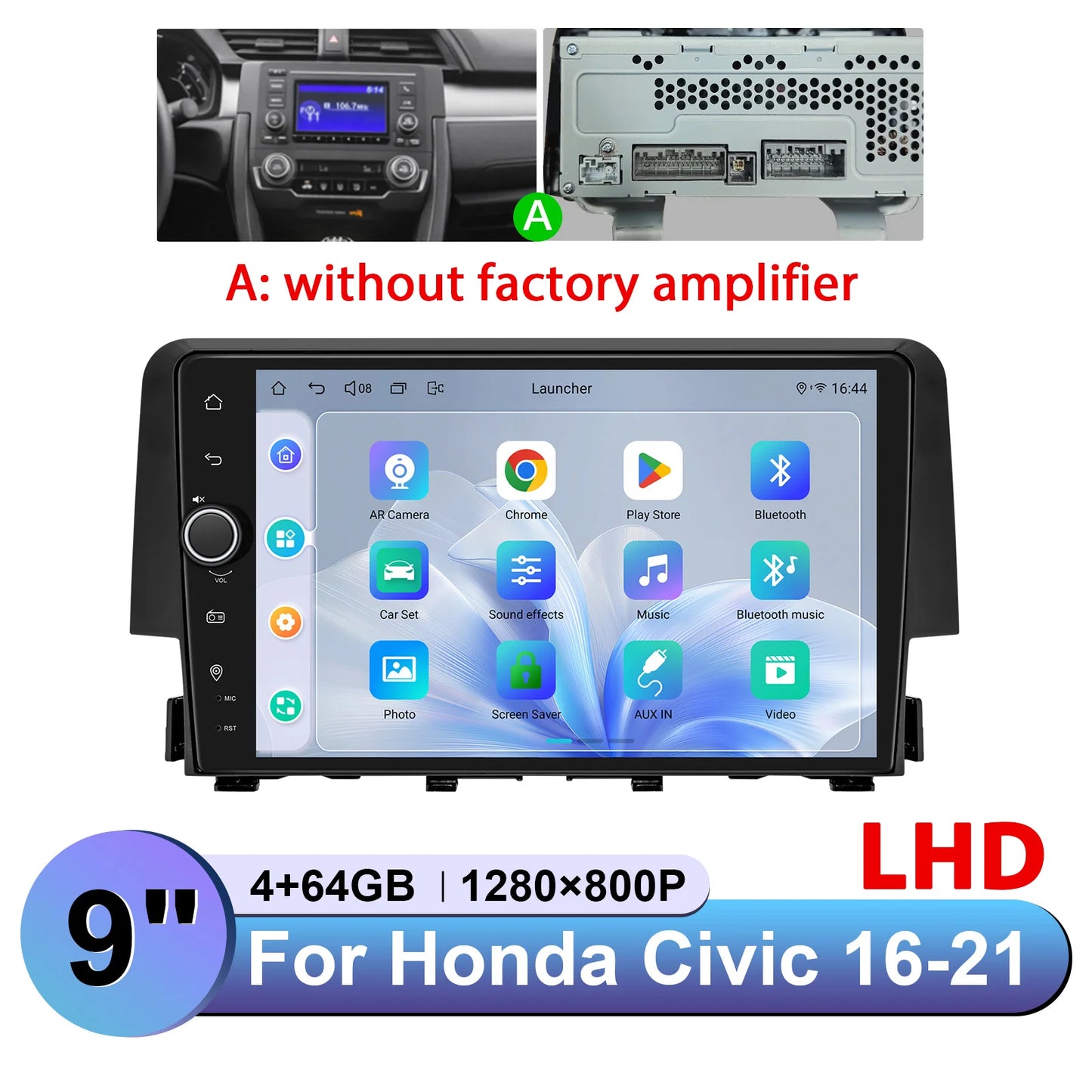 JOYING 9"Android 13 Car Radio Stereo Multimedia Player Carplay For Honda Civic 2016 -2021 Support Factory Cameras Plug and Play