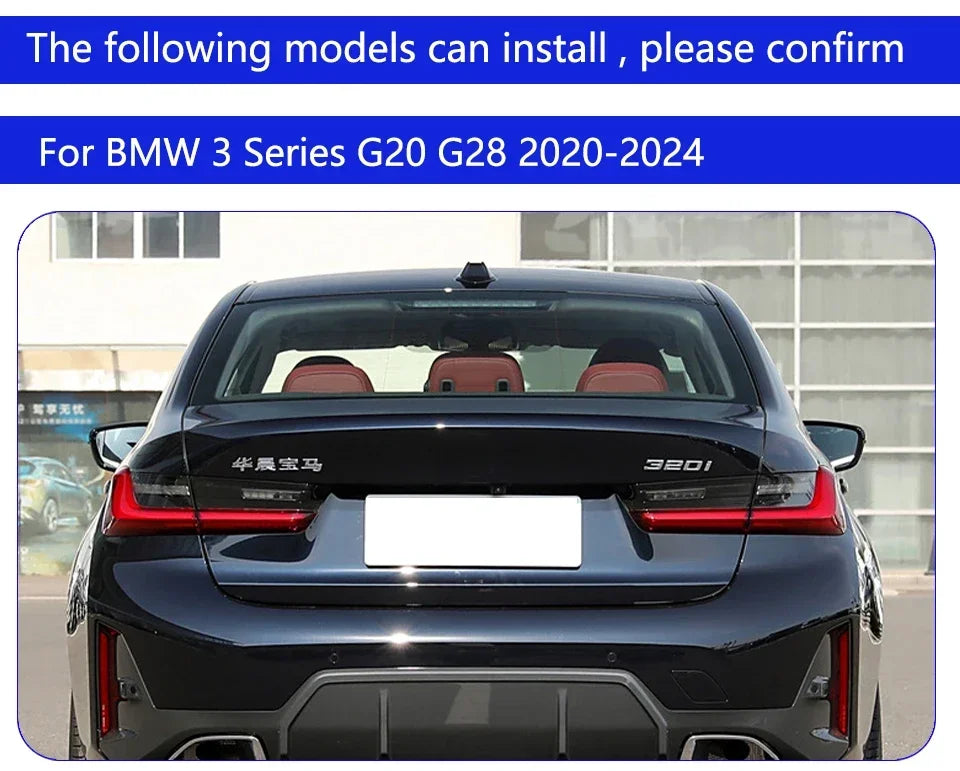 Car Taillights For BMW 3 Series G20 G28 320i 325i 330i 2020-2024 Upgrade LED Dynamic Dragon Scale Taillight Accessories Assembly