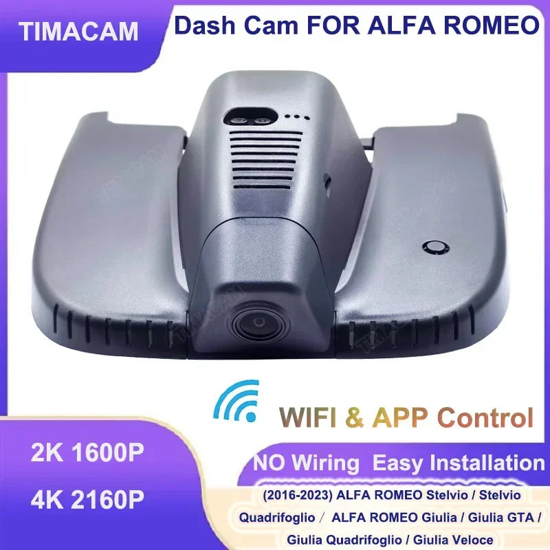 TIMACAM 4K Dash Cam 2K Car DVR Camera for ALFA ROMEO Stelvio Quadrifoglio Giulia Quadrifoglio GTA Veloce 2016-2023 Easy Install