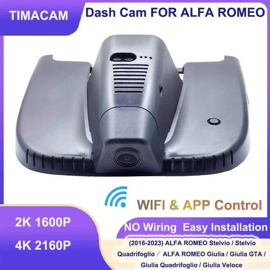 TIMACAM 4K Dash Cam 2K Car DVR Camera for ALFA ROMEO Stelvio Quadrifoglio Giulia Quadrifoglio GTA Veloce 2016-2023 Easy Install