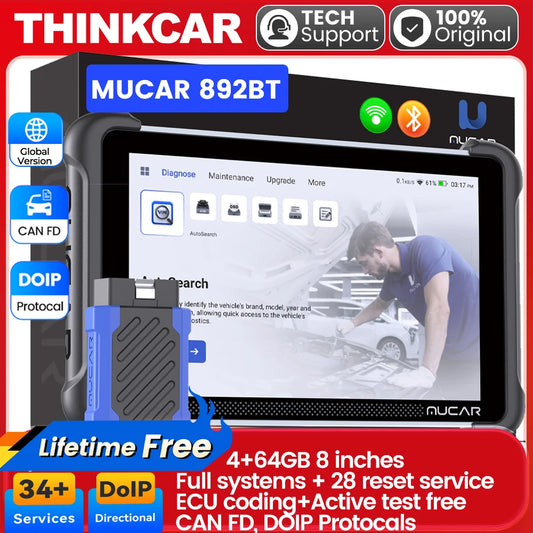 MUCAR 892BT OBD2 Scanner CANFD&DOIP All System Diagnostic Tool, Bi-Directional ECU Coding, 34 Reset Lifetime Free for all Cars
