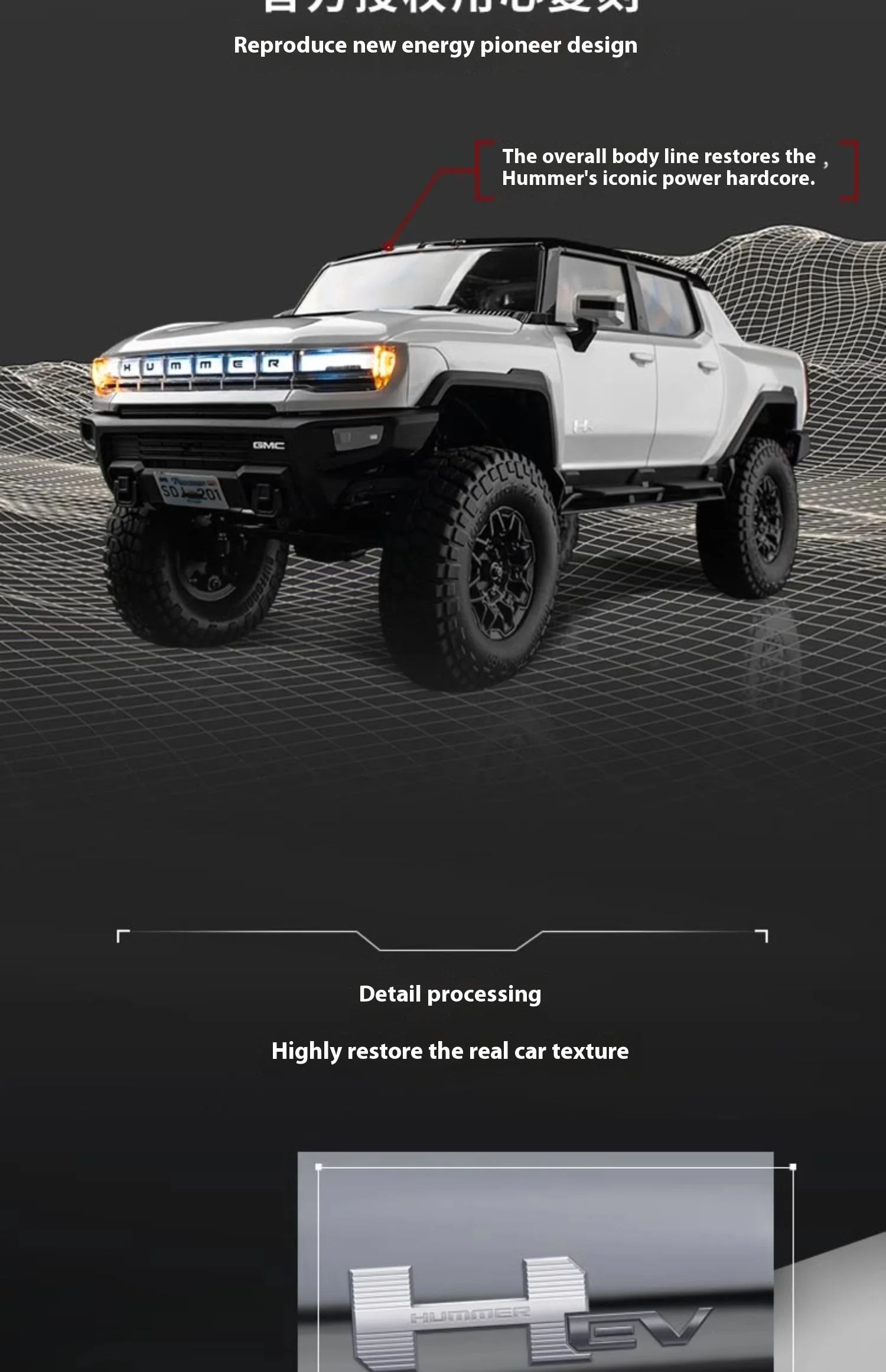 Hot FMS 1:18 Hummer EV Pickup Truck RC Car Remote Control Off-Road Climbing Simulation Model Toy Ideal Festival Gift For Kids - Use code SHOPAPP15 to get 15 percent off free shipping USA