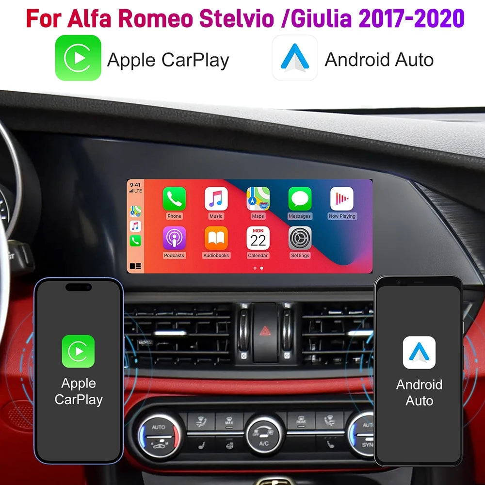Wireless CarPlay Android Auto Retrofit Kit Decoder Box For Alfa Romeo Giulia Stelvio CarPlay Interface 2017-2020