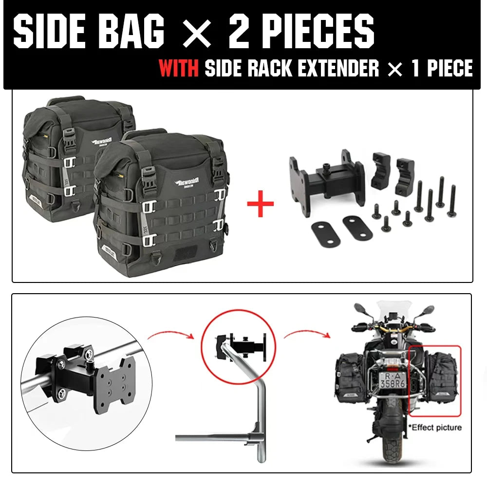 Rhinowalk Motorcycle Side Bag 35L Waterproof Quick Release Saddle Bag For BMW R1300GS R1250GS R1200GS S1000XR Motorbike Luggage