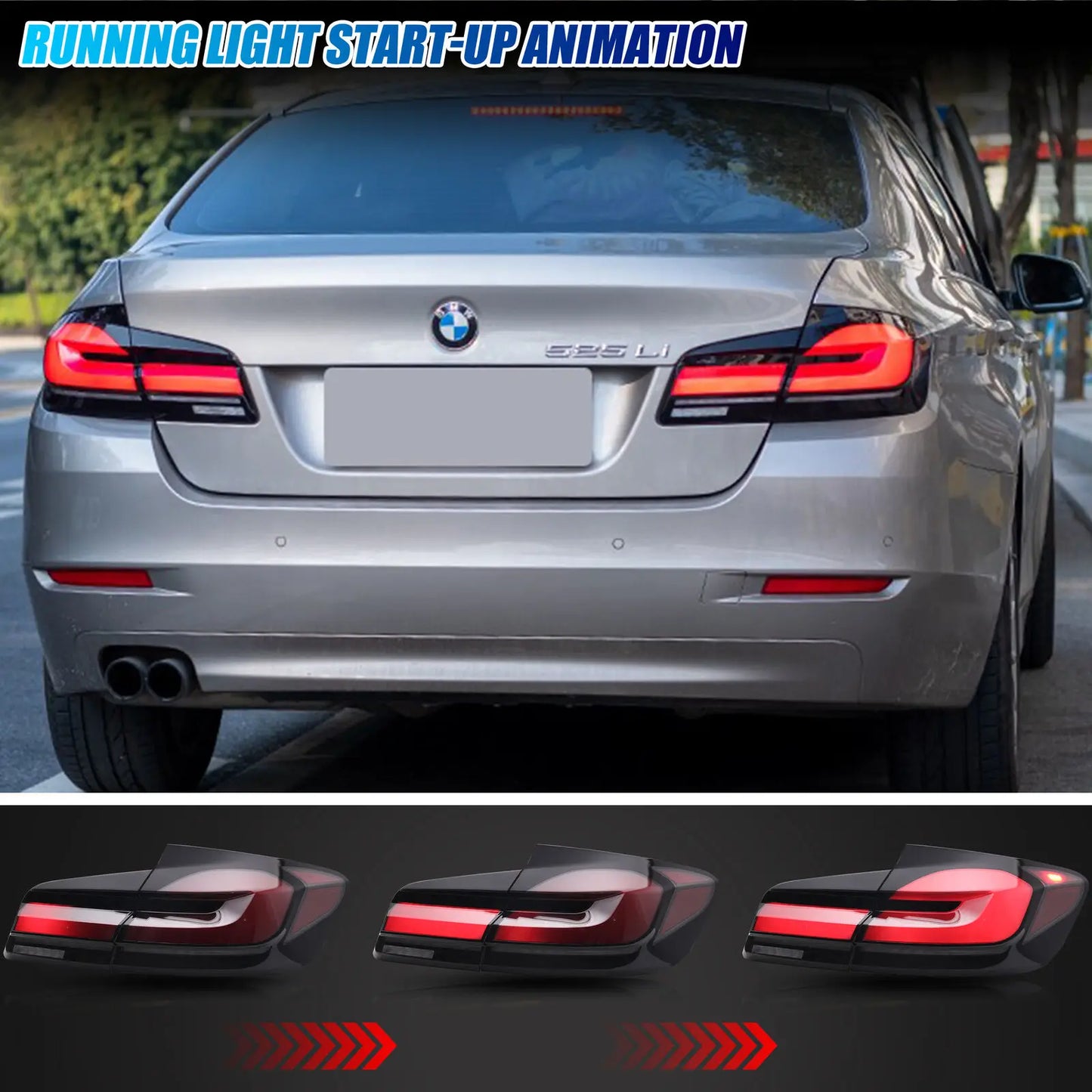 LED Tail Lights Assembly for BMW F10 M5 5-Series Saloon 2009-2016 Sequential Blinker Dynamic Animation Black Rear Lamps Assembly