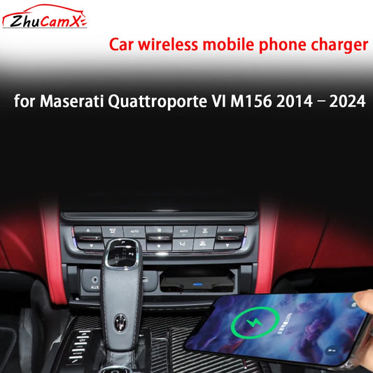 for Maserati Quattroporte M156 2014-2024 Center Console Storage Car Wireless Mobile Phone Charger QI 18W Magsafe Fast Charging