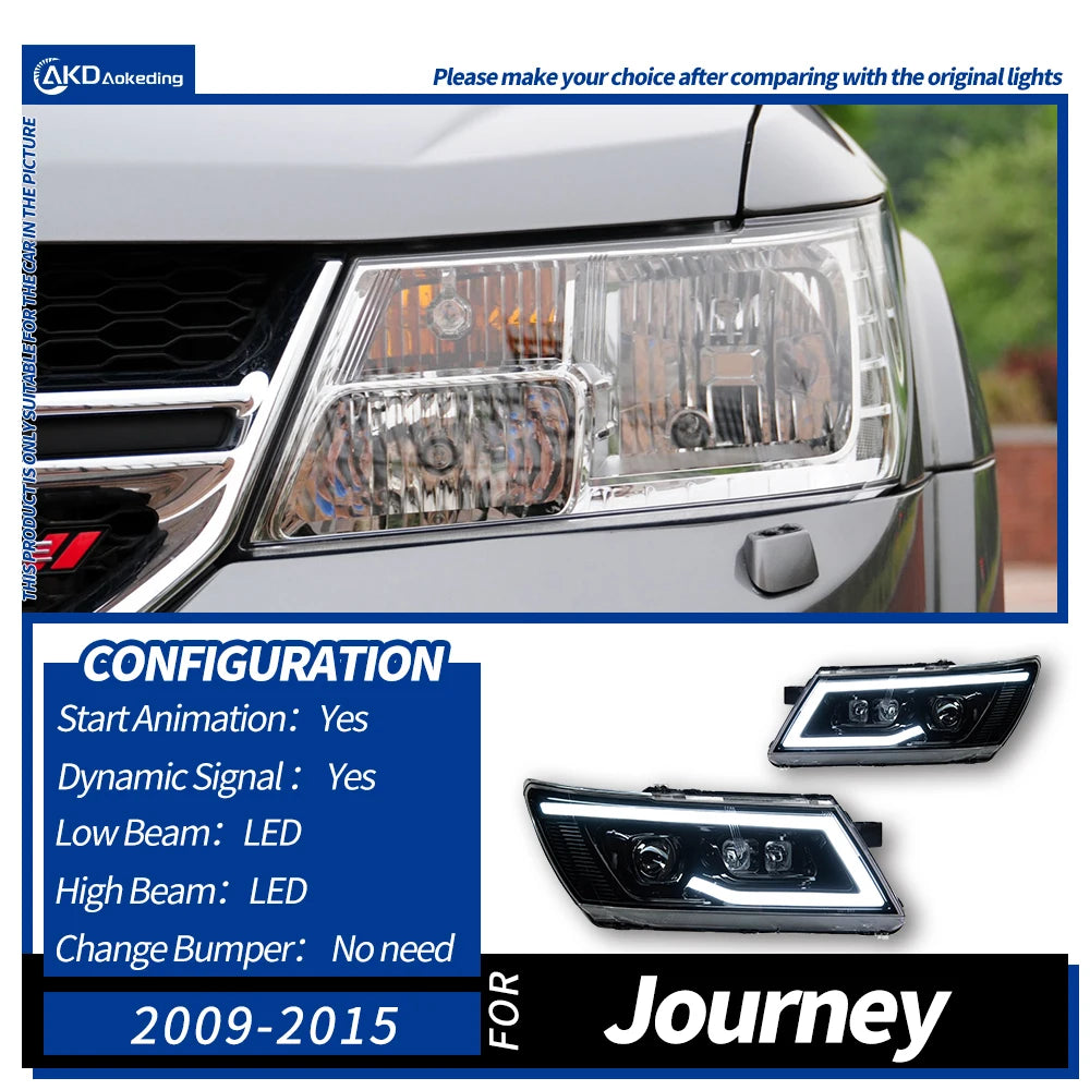 AKD Car Styling for Dodge JCUV Journey 2009-2016 LED Headlight Fiat Freemont LED DRL Hid Angel Eye Bi Xenon Beam Accessories