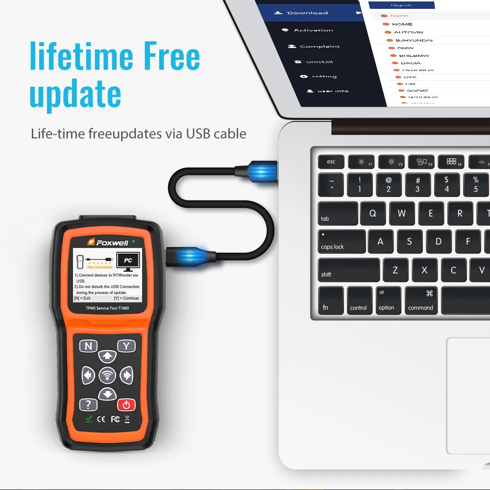Foxwell T1000 TPMS Tool Tire Pressure Monitoring Sensor Programming Relearning Activation and OBD System Reset Car TPMS Reset