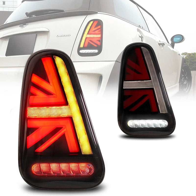 2PCS Brand New Union Jack Style LED Tail Light with Brake Reverse Turn Signal for BMW Mini Cooper R50 R52 R53 2001-2007