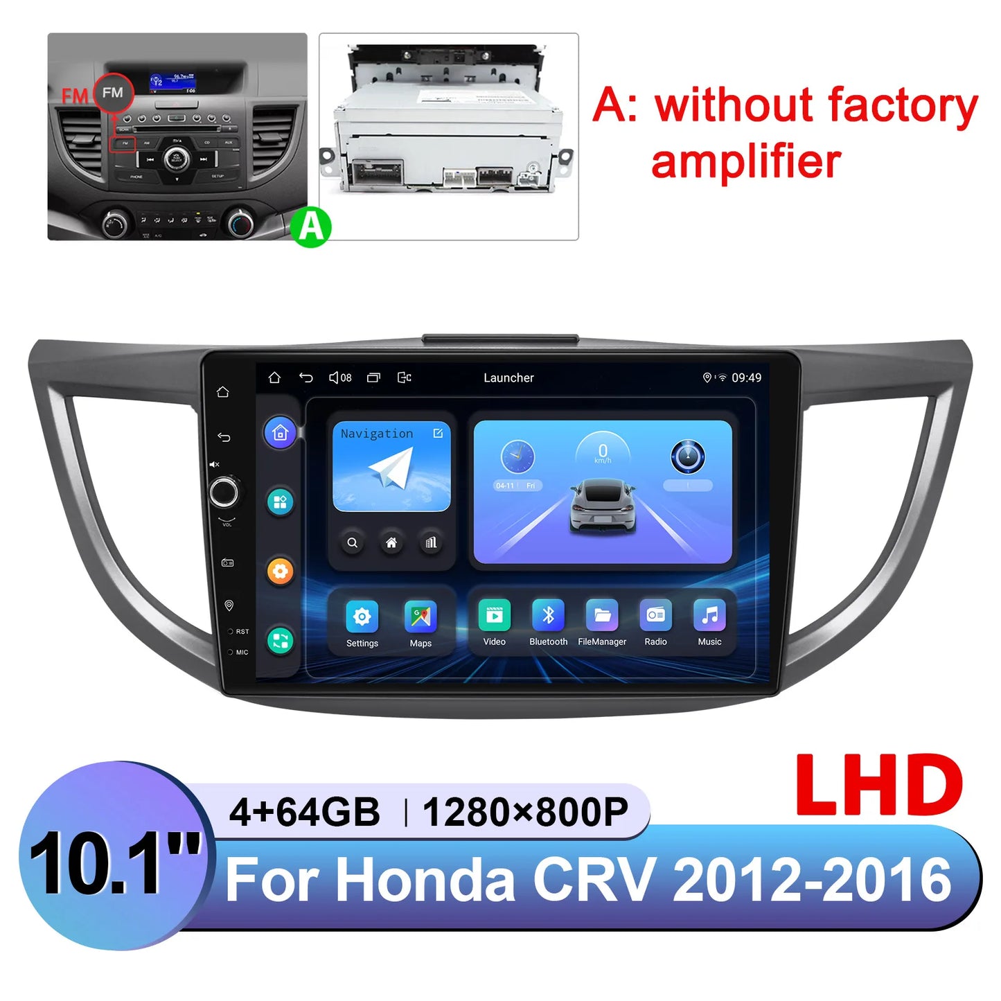 JOYING 10.1"Android 13.0 Car Stereo Radio Multimedia Playere Head Unit With Apple Carplay Android Auto For Honda CRV 2012-2016