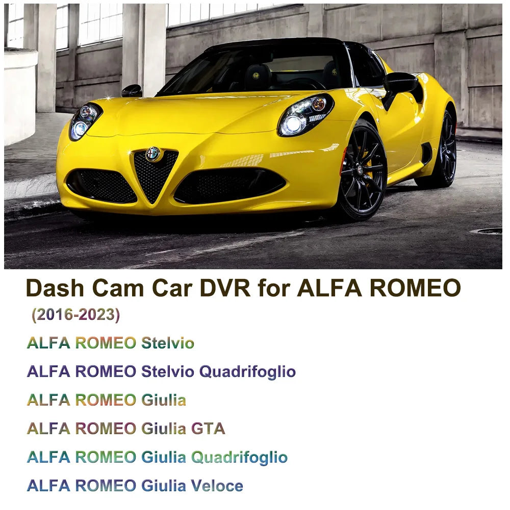 TIMACAM 4K Dash Cam 2K Car DVR Camera for ALFA ROMEO Stelvio Quadrifoglio Giulia Quadrifoglio GTA Veloce 2016-2023 Easy Install