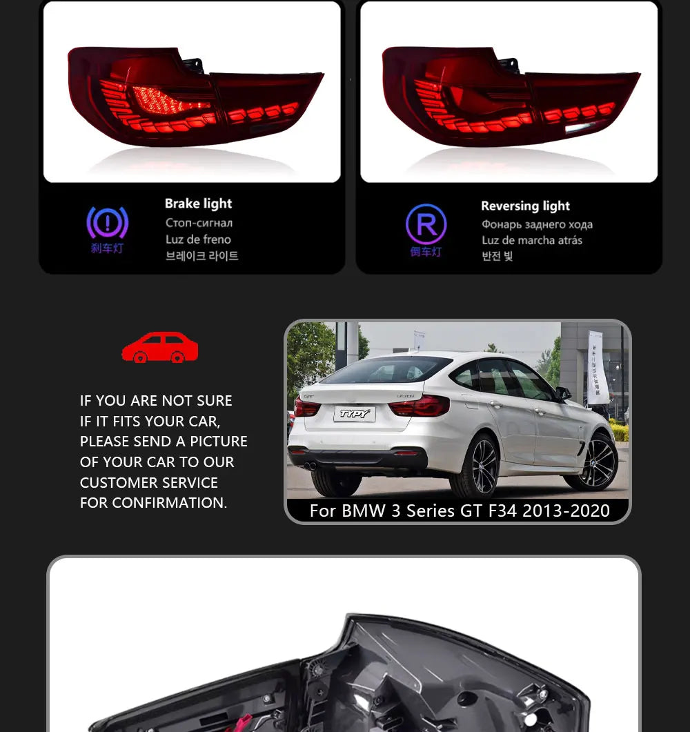 TYPY Car Tail Lights For BMW 3 Series GT F34 2013-2020 LED Car Tail Lamps Daytime Running Lights Dynamic Turn Signals