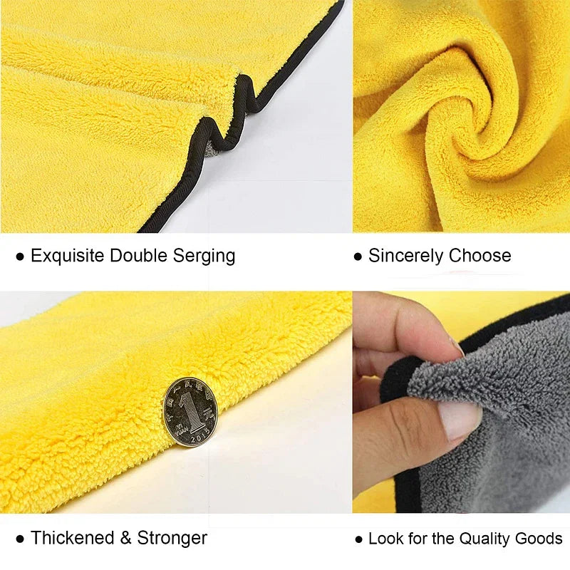 Color: Yellow - Car Wash Microfiber Towel Car Cleaning Drying - Premium Exterior Parts from JCING - Just $8.09! Shop now at Rapidvehicles