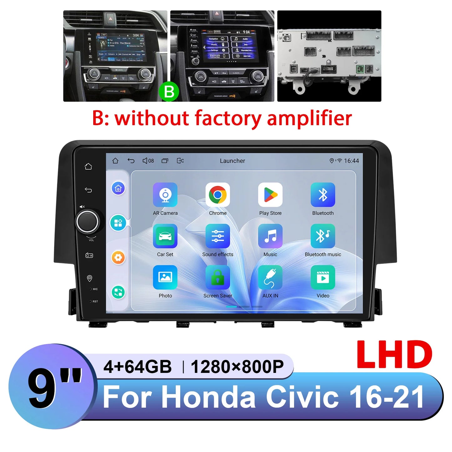 JOYING 9"Android 13 Car Radio Stereo Multimedia Player Carplay For Honda Civic 2016 -2021 Support Factory Cameras Plug and Play