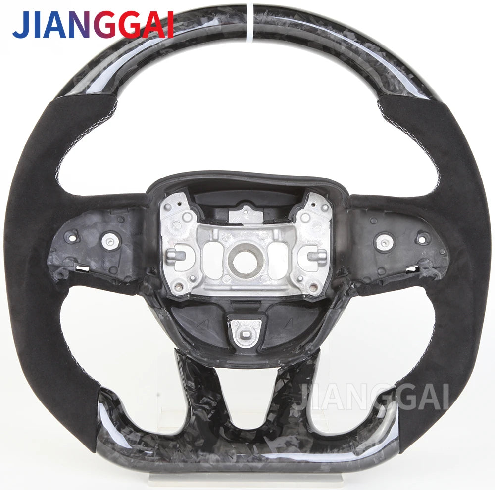 Carbon Fiber Steering Wheel For Dodge Challenger Charger 2015-2022 Alcantara LED Racing Steering Wheel Customized Perforated