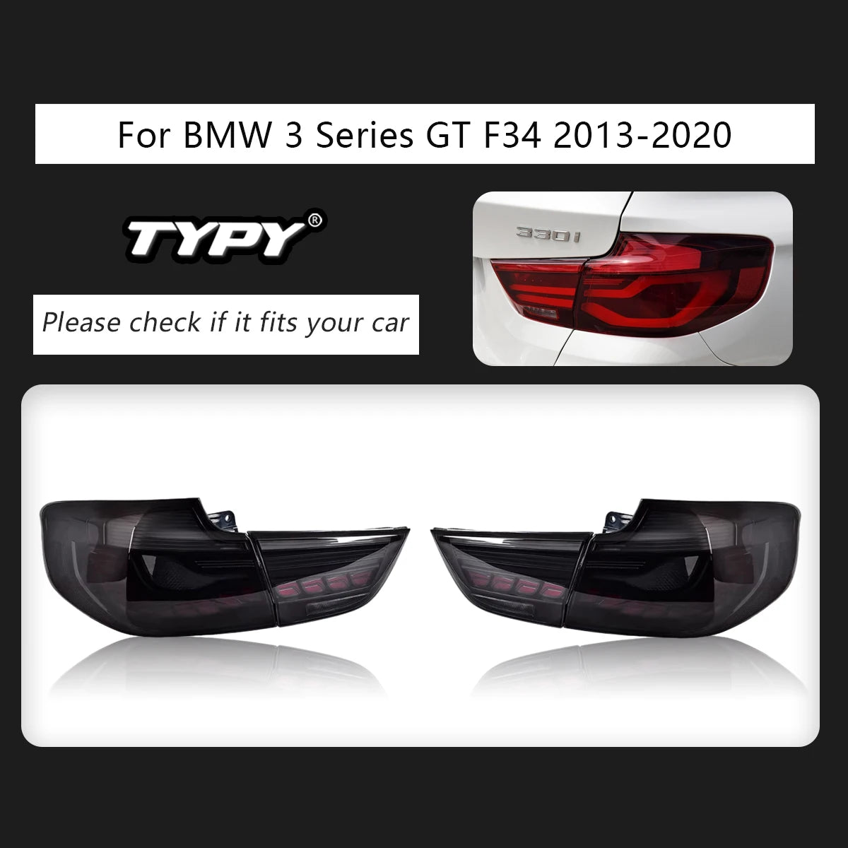 TYPY Car Tail Lights For BMW 3 Series GT F34 2013-2020 LED Car Tail Lamps Daytime Running Lights Dynamic Turn Signals