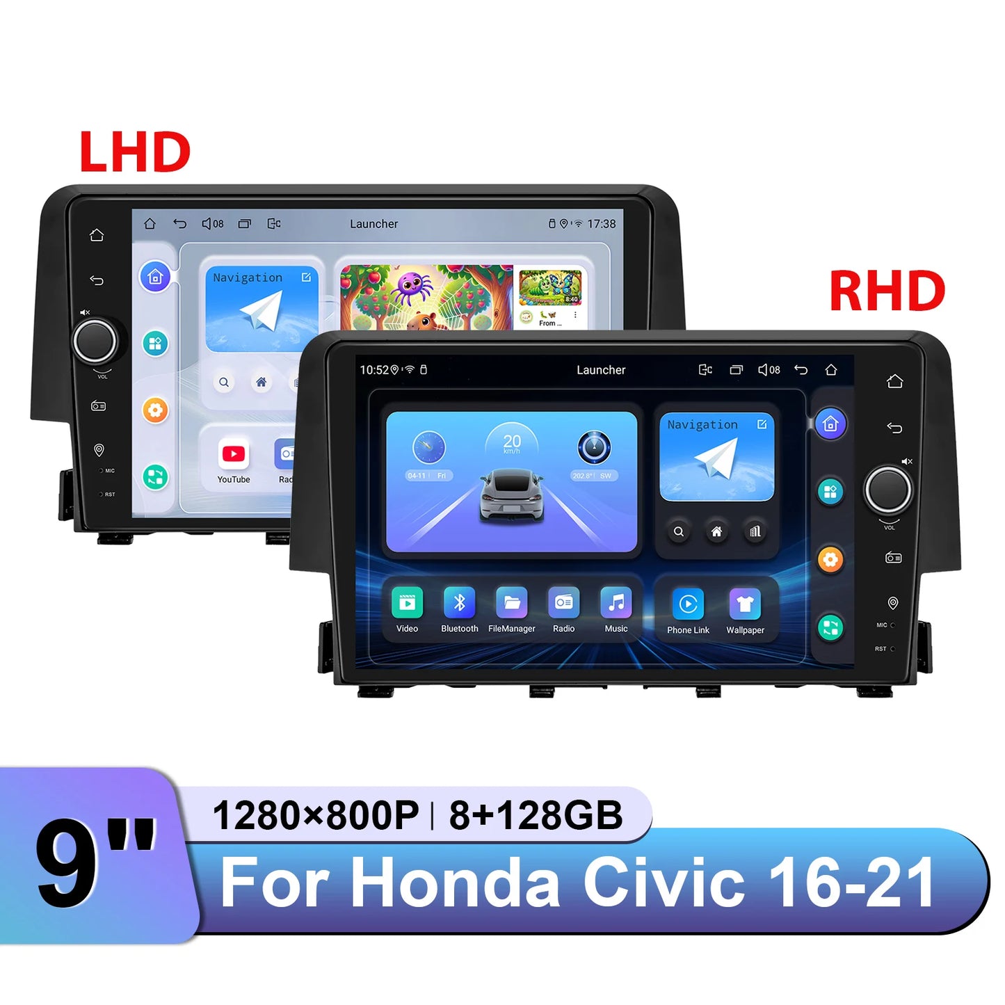 JOYING 9"Android 13 Car Radio Stereo Multimedia Player Carplay For Honda Civic 2016 -2021 Support Factory Cameras Plug and Play