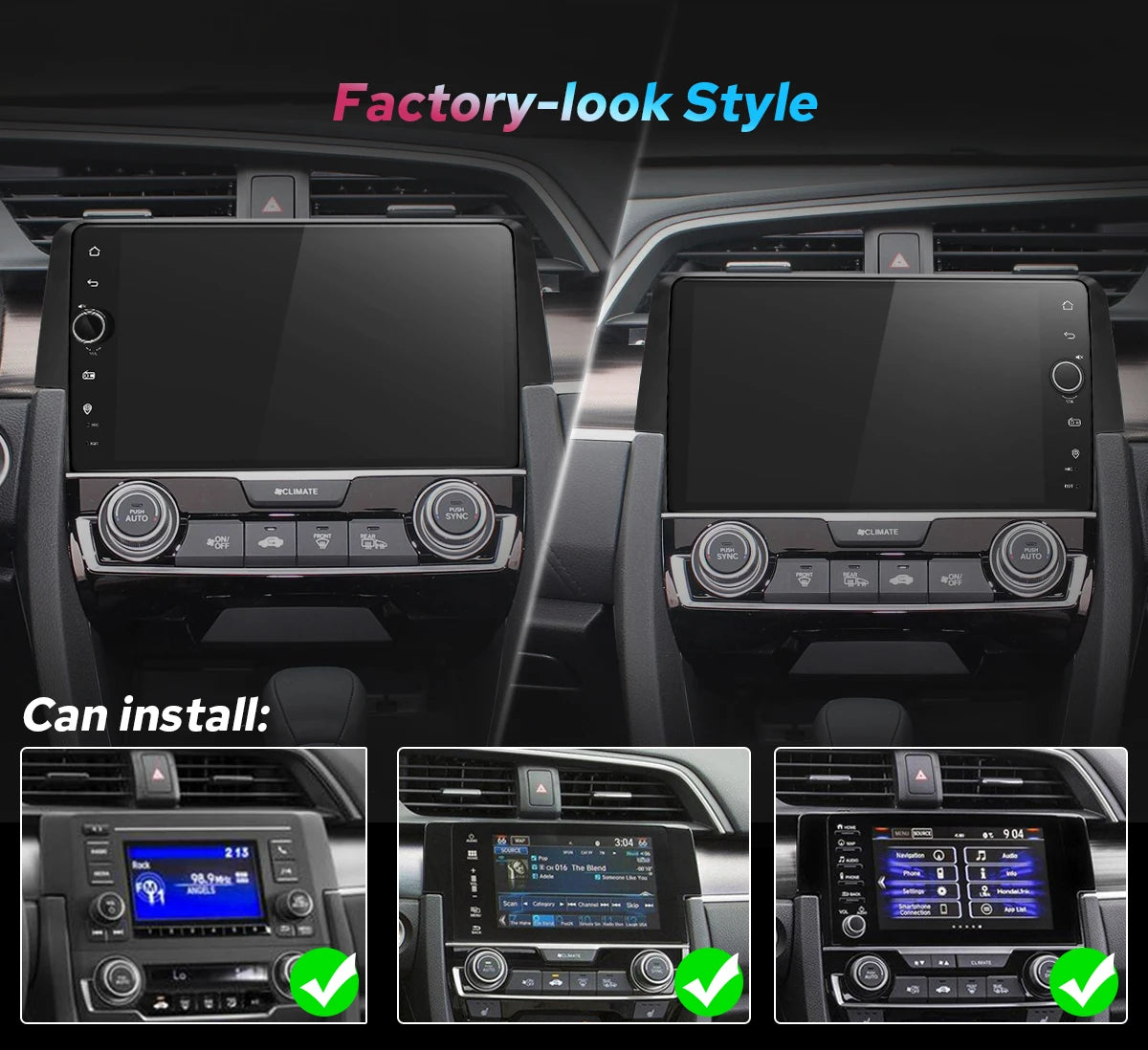 JOYING 9"Android 13 Car Radio Stereo Multimedia Player Carplay For Honda Civic 2016 -2021 Support Factory Cameras Plug and Play