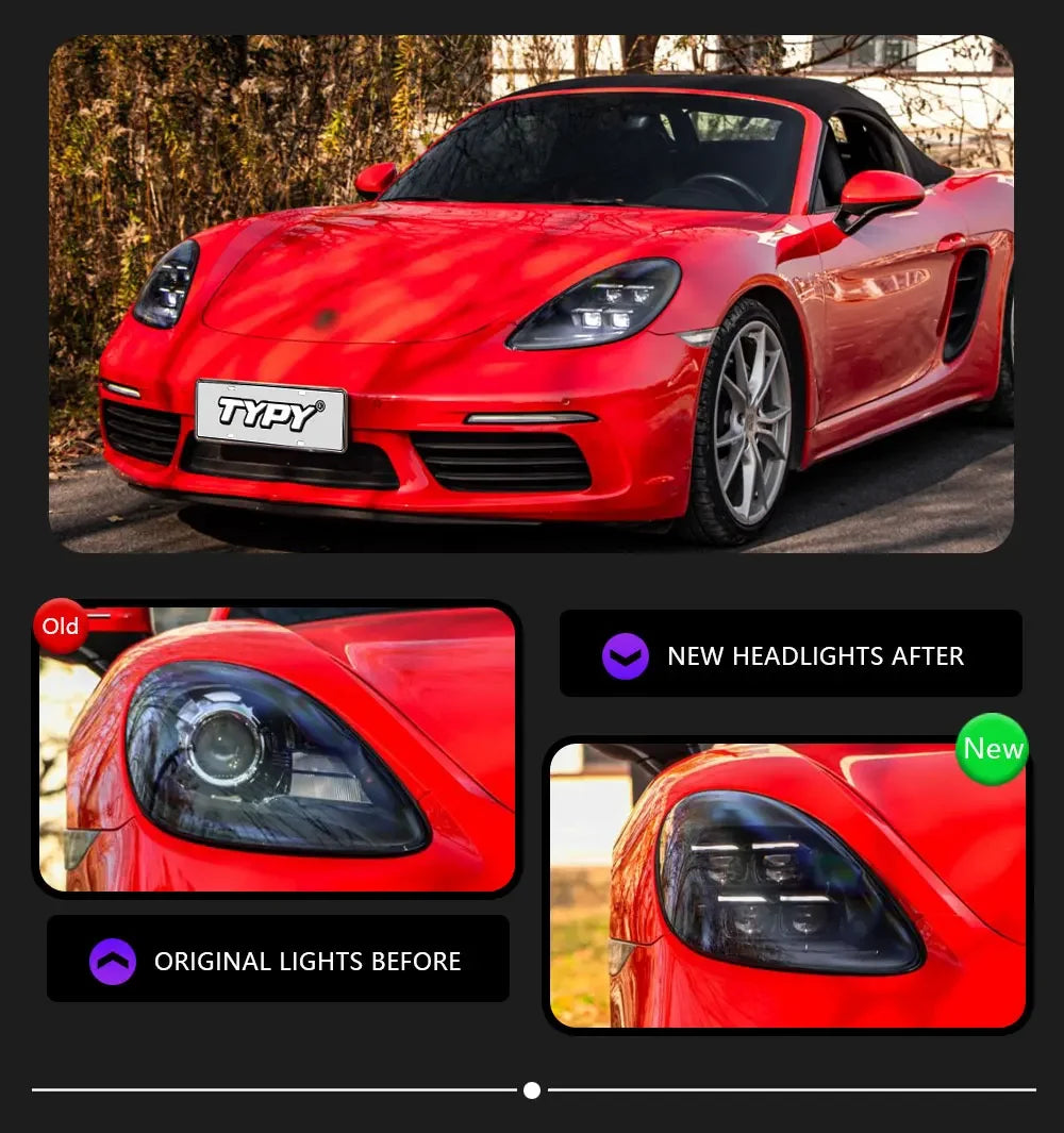 TYPY Car For Porsche Cayman 718 982 Headlight 2013-2023 Upgrade Modified New DRL Dynamic Turn Signal LED light Auto Accessories