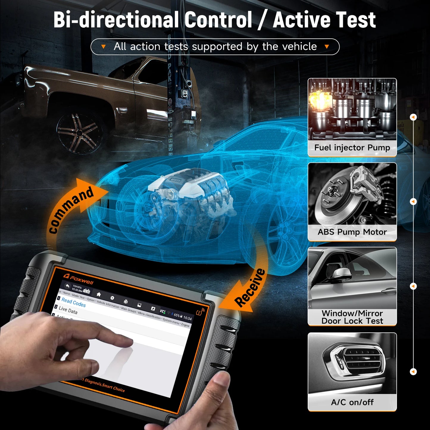 FOXWELL NT809TS TPMS Programming Tool All Systems Car Scanner Bi-Directional Control 30+ Reset OBD2 Bluetooth Diagnostic Tools