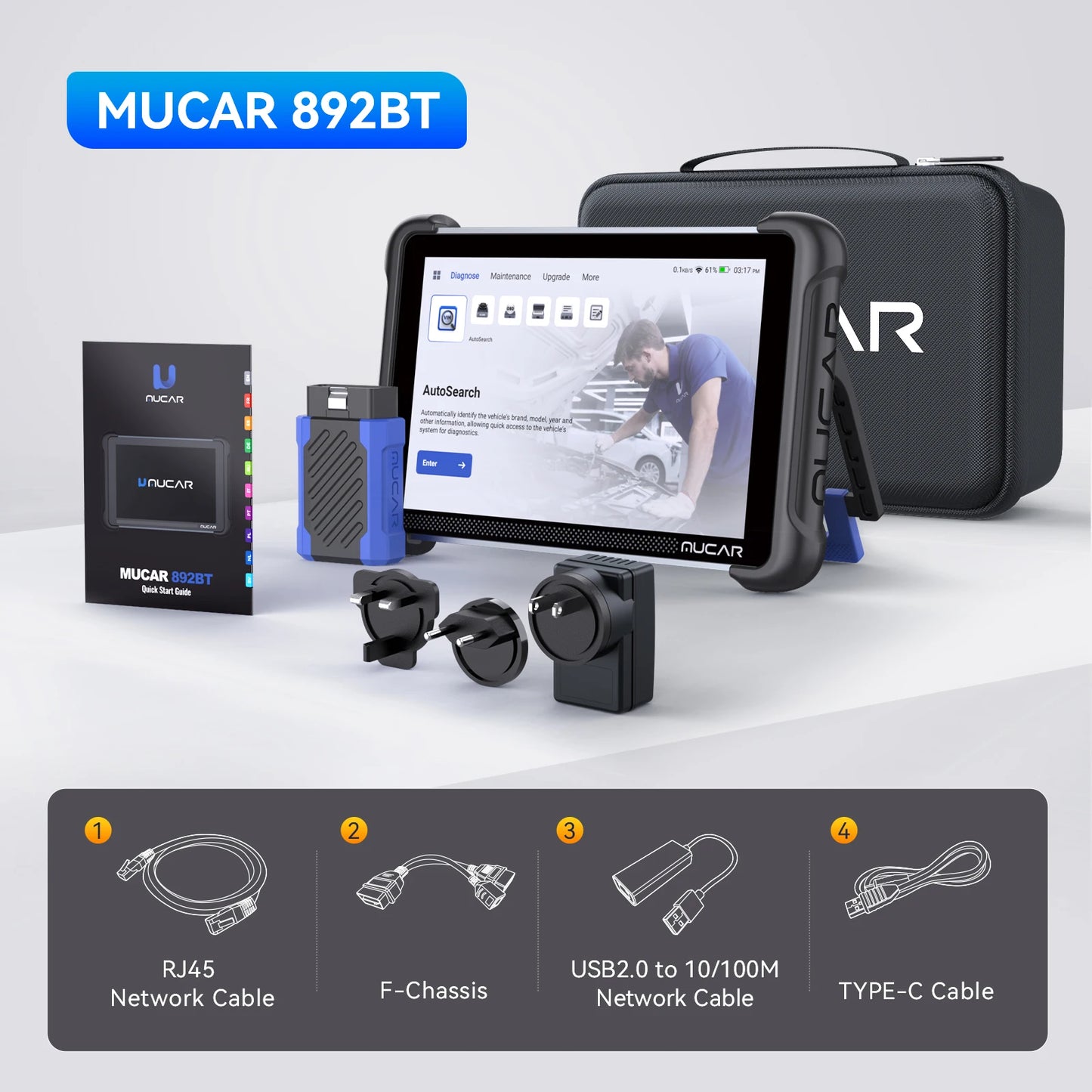 MUCAR 892BT Free AI CANFD DoIP Car Diagnostic Tools All System Auto Scan Tool ECU Coding Bi-Directional OBD2 Scanner 35 Resets
