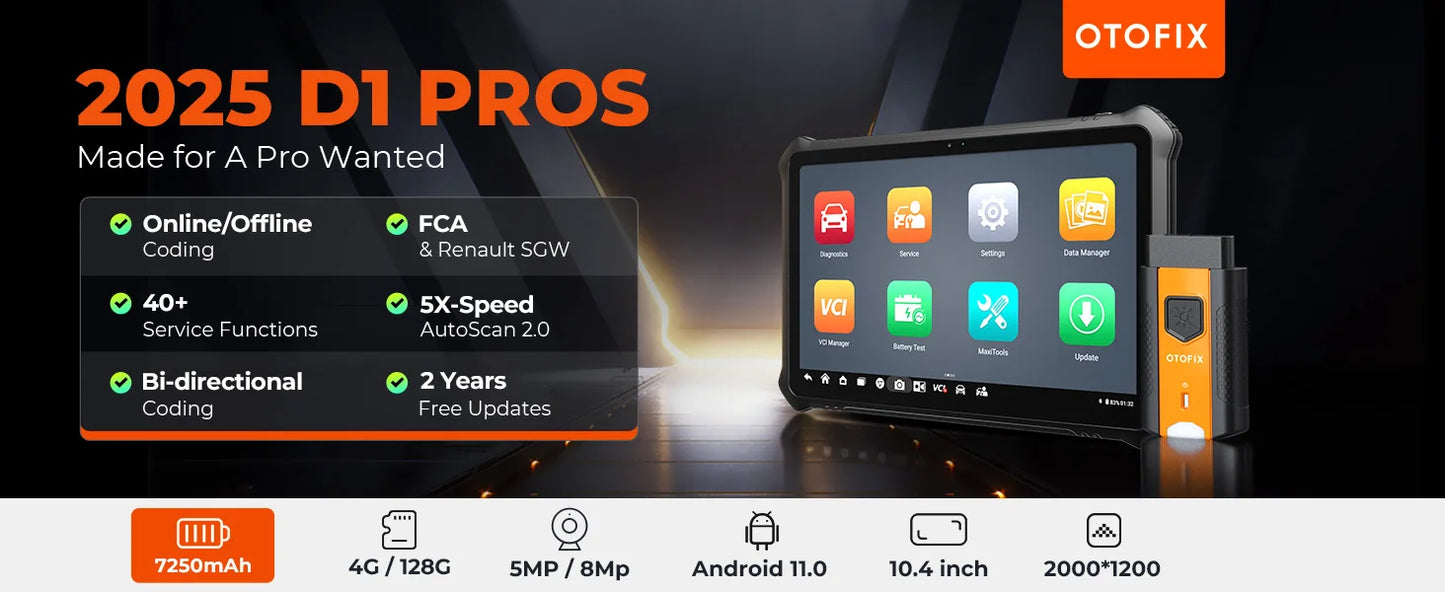 OTOFIX D1 PROS Diagnostic Scanner ECU Coding Bi-Directional Control Diagnostic Tools CANFD DoIP 2 Years Update Guided Functions
