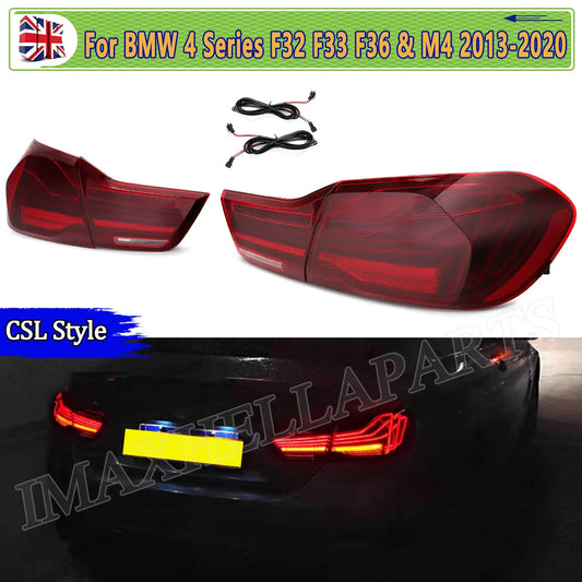 For BMW 4 Series 420i 430i 440i F32 F33 F82 F83 2014-2020 Tail Light Assembly CS Style Signal Lamp Red Lens LED Rear Tail Lights