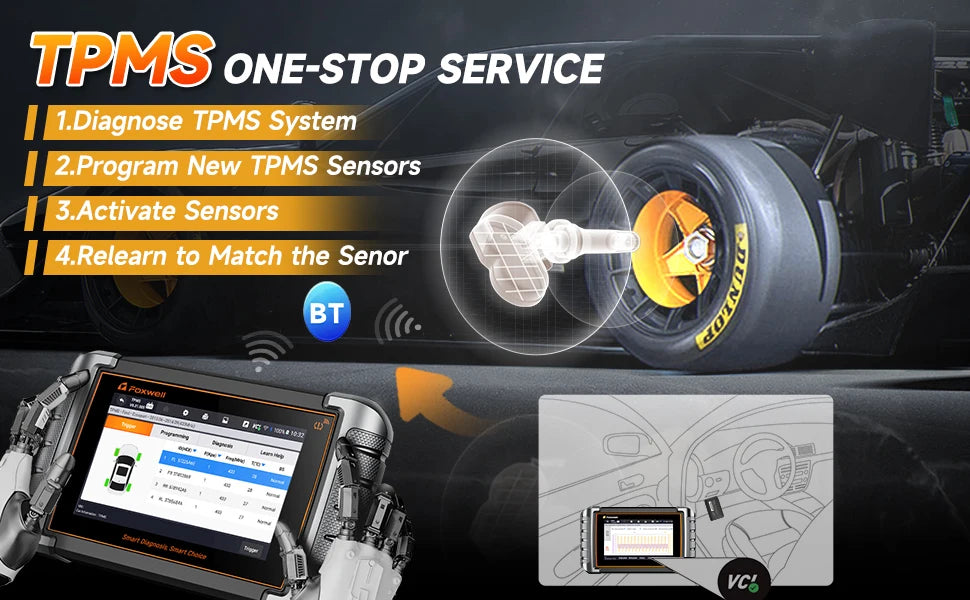 FOXWELL NT809TS TPMS Programming Tool All Systems Car Scanner Bi-Directional Control 30+ Reset OBD2 Bluetooth Diagnostic Tools