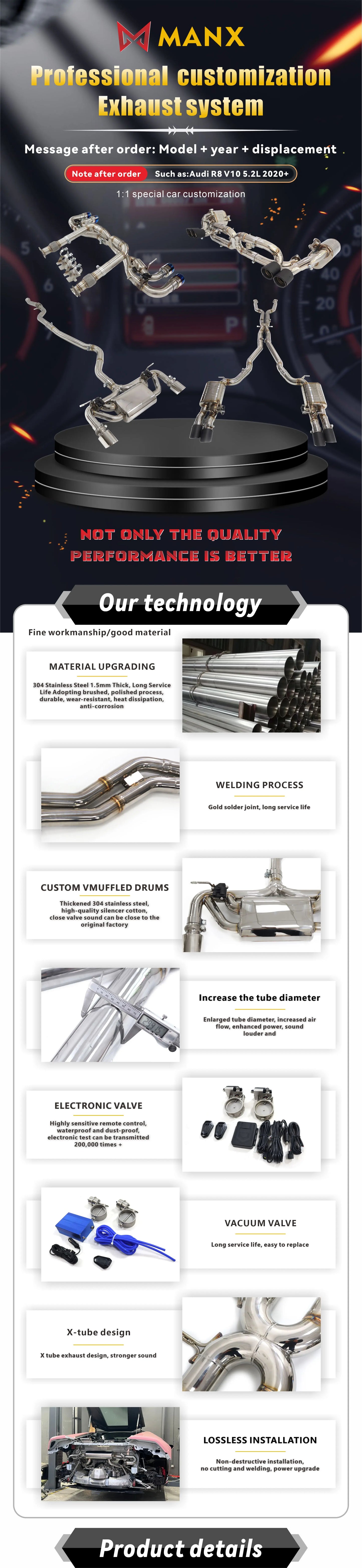 Catback For 2024+ Subaru WRX 2.4T Stainless Steel Performance Exhaust Pipe Muffler With Remote Control Valve