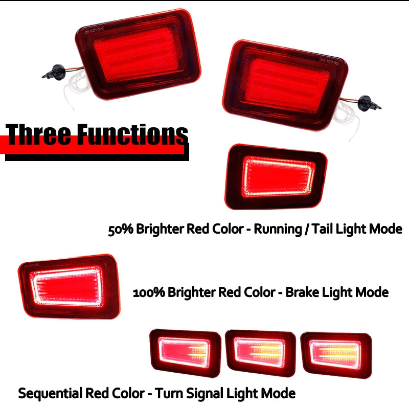 Red LED Car Rear Bumper Reflector Light For 2005-2009 Hummer H2 Rear Fog Light, Brake Tail Lights and Dynamic Turn Signal Light