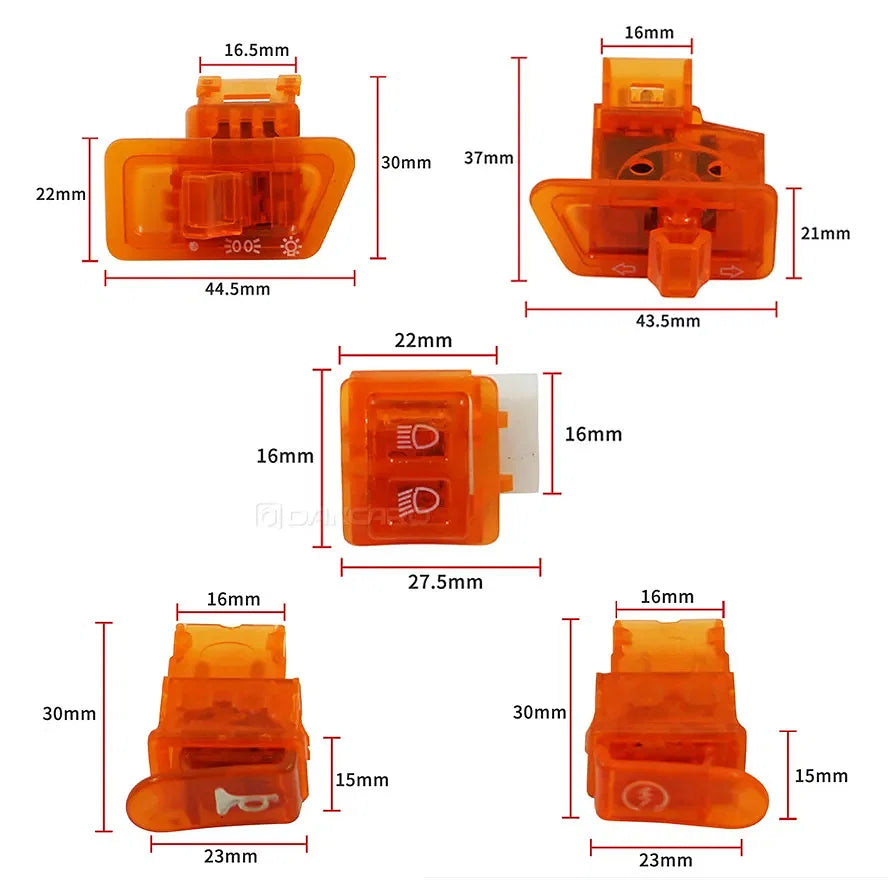 Color: multi - 5PCS Motorcycle Start Switch Horn Light Turn Signal High Low Beam Button Switch Connecters for Scooter ATV Moped Accessories - Premium Motorcycle Parts from dancaro - Just $7.35! Shop now at Rapidvehicles