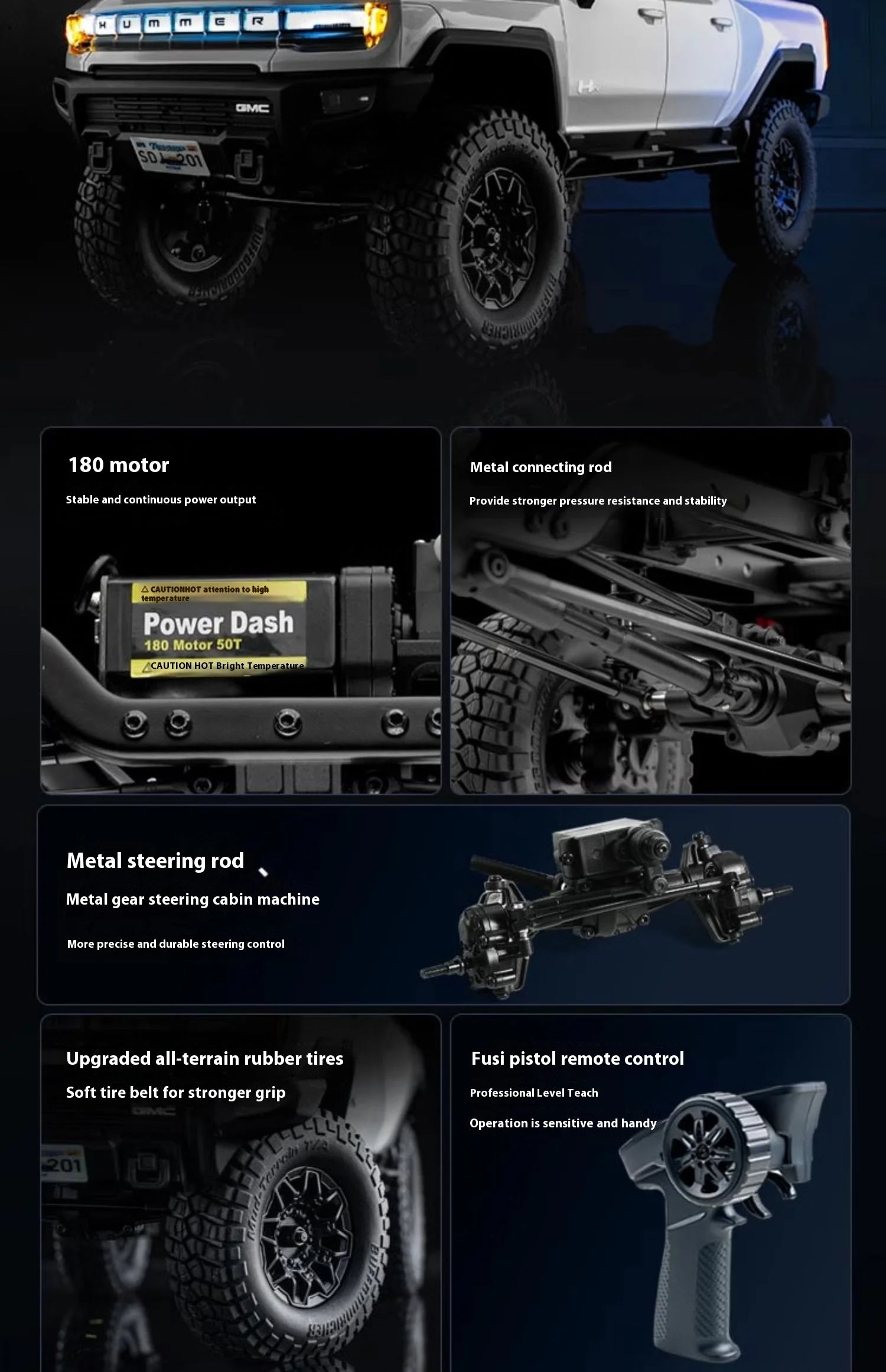 Hot FMS 1:18 Hummer EV Pickup Truck RC Car Remote Control Off-Road Climbing Simulation Model Toy Ideal Festival Gift For Kids - Use code SHOPAPP15 to get 15 percent off free shipping USA