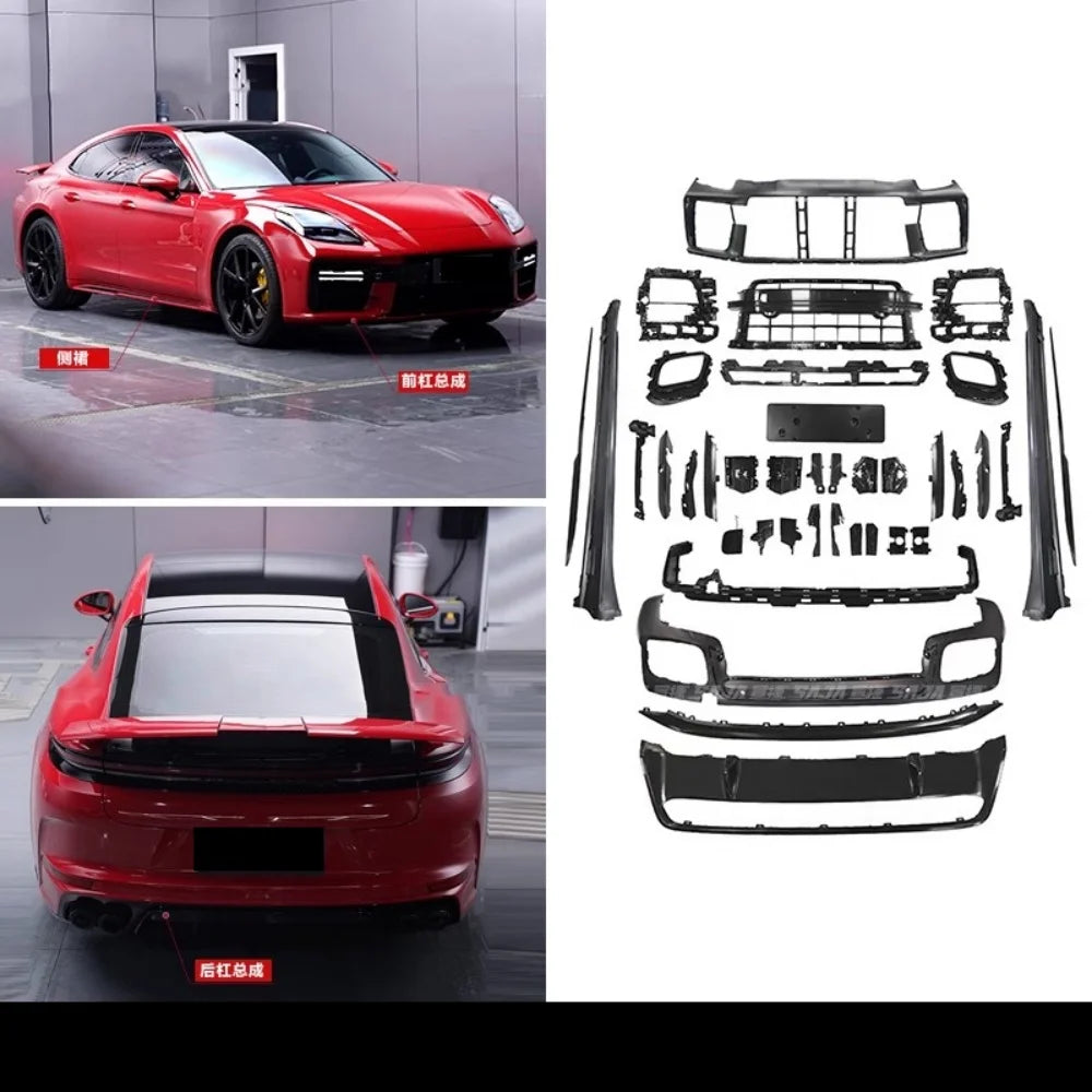 Unpainted Car Kit For Porsche Panamera 976 2024 2025 Modified Front Rear Bumper Lip Grille Side Skirt Fog Lamp Frame