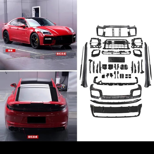 Unpainted Car Kit For Porsche Panamera 976 2024 2025 Modified Front Rear Bumper Lip Grille Side Skirt Fog Lamp Frame