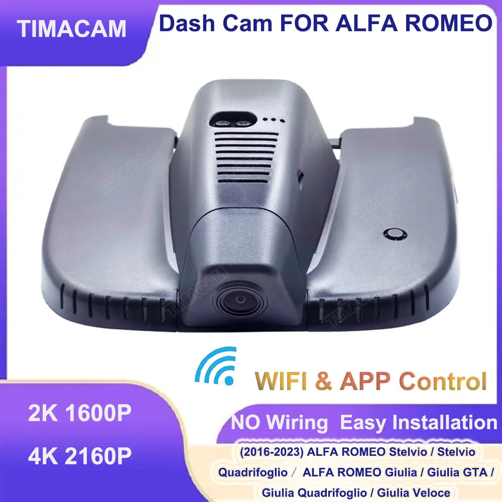 TIMACAM 4K Dash Cam 2K Car DVR Camera for ALFA ROMEO Stelvio Quadrifoglio Giulia Quadrifoglio GTA Veloce 2016-2023 Easy Install