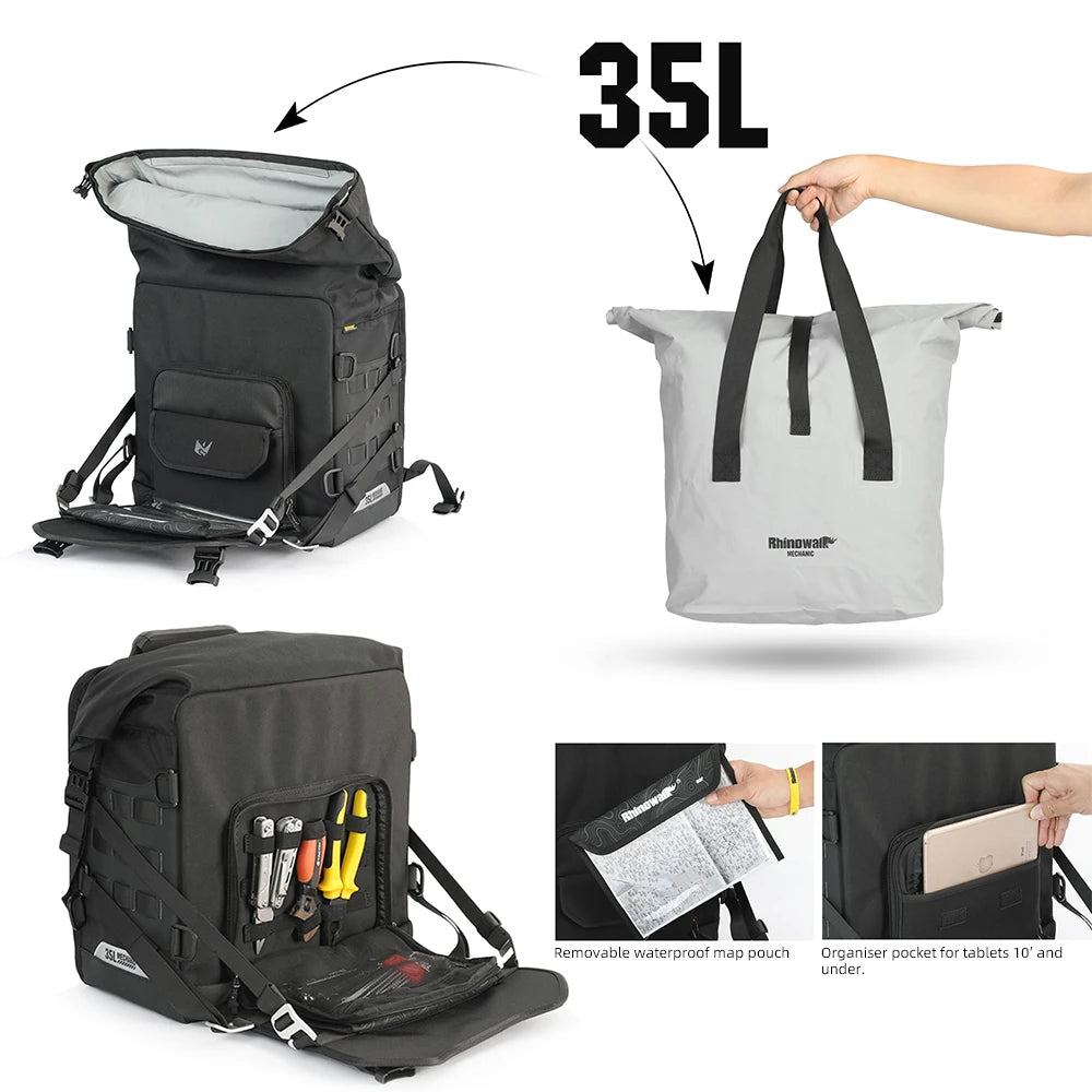 Rhinowalk Motorcycle Side Bag 35L Waterproof Quick Release Saddle Bag For BMW R1300GS R1250GS R1200GS S1000XR Motorbike Luggage