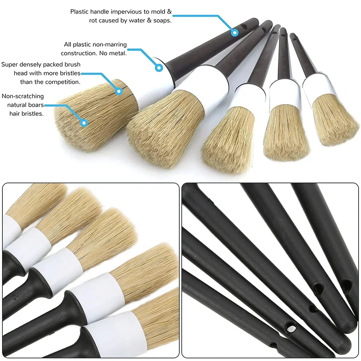 Color: Black - Car Detailing Brush Set Car Cleaning Brushes Sponges Towels for Car Air Vents Rim Cleaning Dirt Dust Clean Tool Wash Accessories - Premium Car Wash & Maintenance from everso - Just $22.18! Shop now at Rapidvehicles