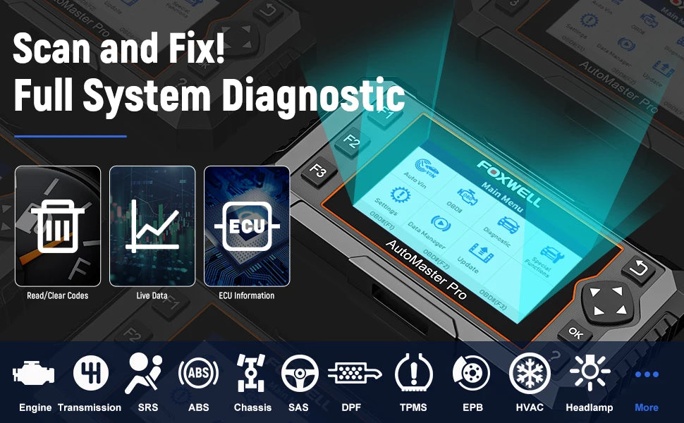 FOXWELL NT624 Elite OBD2 Scanner Car Diagnostic Scanner All Systems Code Reader SAS/Oil/EPB 8 Reset OBD2 Scanner Diagnostic Tool