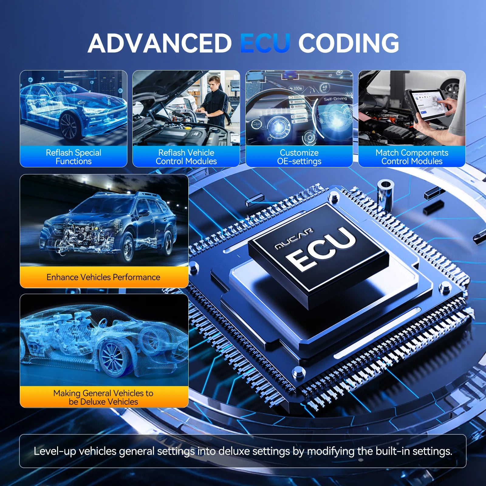 MUCAR 892BT Free AI CANFD DoIP Car Diagnostic Tools All System Auto Scan Tool ECU Coding Bi-Directional OBD2 Scanner 35 Resets