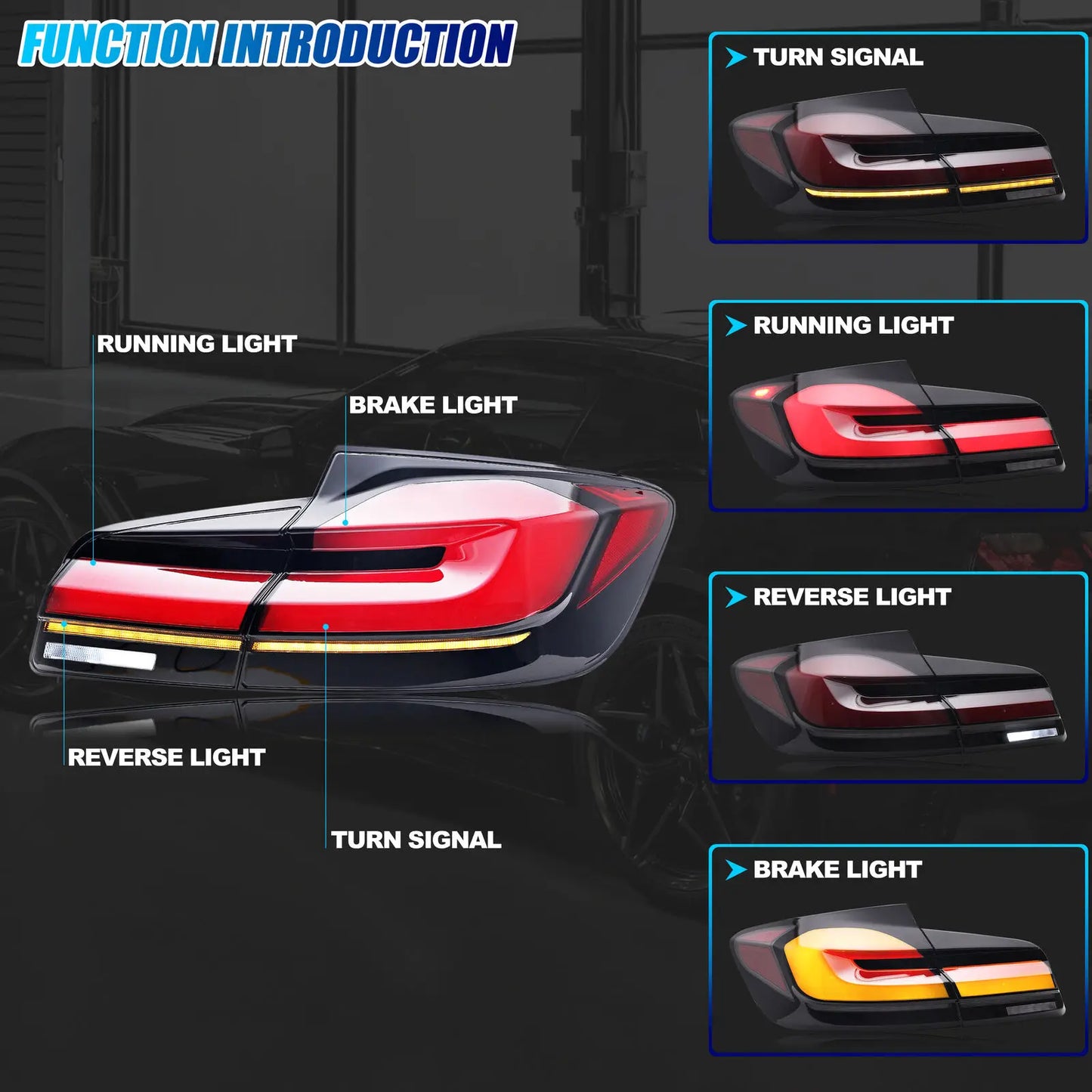 LED Tail Lights Assembly for BMW F10 M5 5-Series Saloon 2009-2016 Sequential Blinker Dynamic Animation Black Rear Lamps Assembly