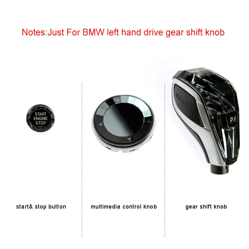 Color Name: Gold - Crystal Gear Shift Lever Knob Set for BMW  X5 Series G05 E70 F15  X6 Series G06 E71 F16 X7 G07 3 Series G20 X3 G01 X4 G02 - Premium Interior Parts from NoEnName_Null - Just $204.99! Shop now at Rapidvehicles