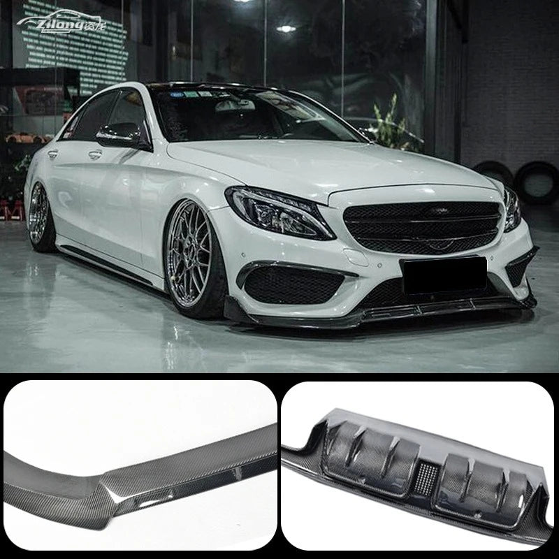 Suitable For Mercedes-Benz C-Class W205 C63 Coupe Modified Carbon Fiber Front Lip Front Shovel Side Skirt Tail Rear Lip Spoiler